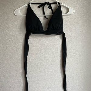 Black Halter Tie Swim Top